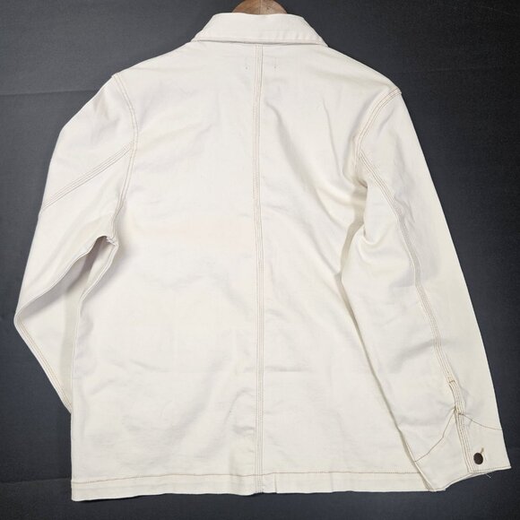 Well Worn Women's Size L Denim Button Up Jean Jacket Off White Cotton Blend - Picture 4 of 12